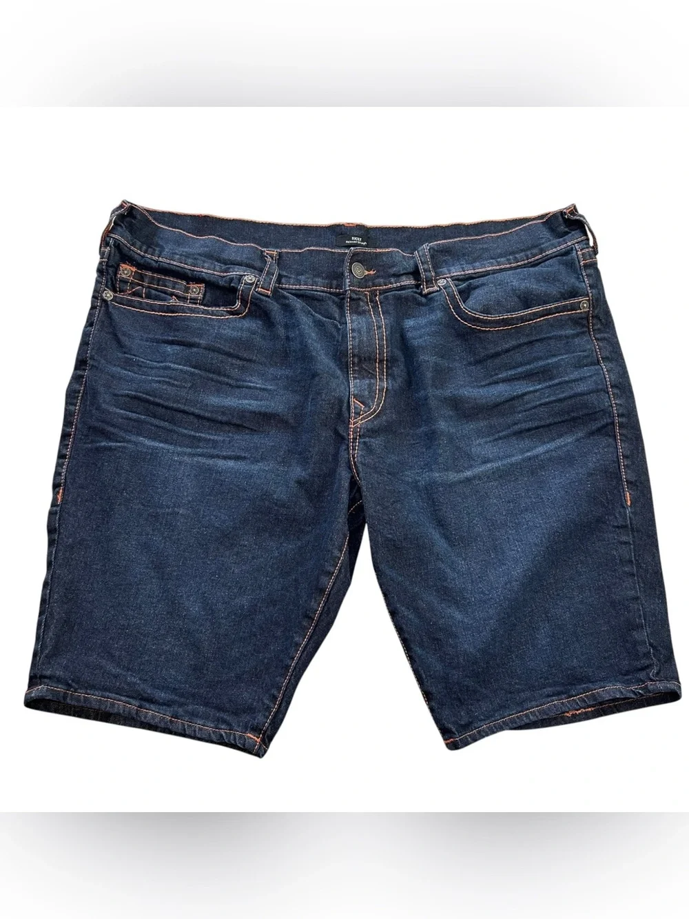 True Religion Ricky Relaxed Straight Denim Shorts Men’s 46 Contrast Stitch 12”